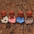 4Pcs Tea Pet Ceramics Statue Monk Figurine Chinese Crafts Ornament Decorations