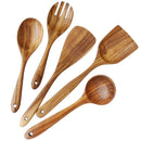 Kitchen Utensils Set Wooden Cooking Spoon Tool Non-Stick Pot Handmade Natur
