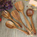 Kitchen Utensils Set Wooden Cooking Spoon Tool Non-Stick Pot Handmade Natur