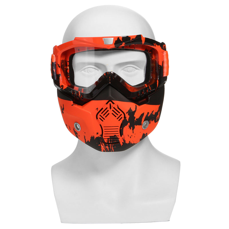 Detachable Modular Face Mask Shield Goggle Protect Motorcycle Helmet