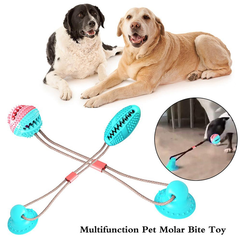 New Pet Cats Dogs Interactive Suction Cup Push TPR Treat Ball Toys Elastic  S8J1