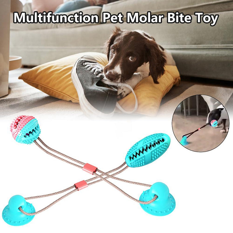 New Pet Cats Dogs Interactive Suction Cup Push TPR Treat Ball Toys Elastic  S8J1