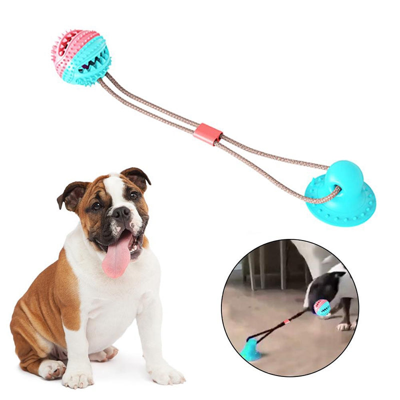 New Pet Cats Dogs Interactive Suction Cup Push TPR Treat Ball Toys Elastic  S8J1