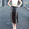 Women's Tassels Leather Skirt Summer Fashion Adjusted PU Long Fringe Dress BH1T6