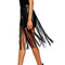 Women's Tassels Leather Skirt Summer Fashion Adjusted PU Long Fringe Dress BH1T6