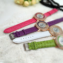 Fashion Ladies Dress Colorful Leather Band Crystal Women Quartz Watch
