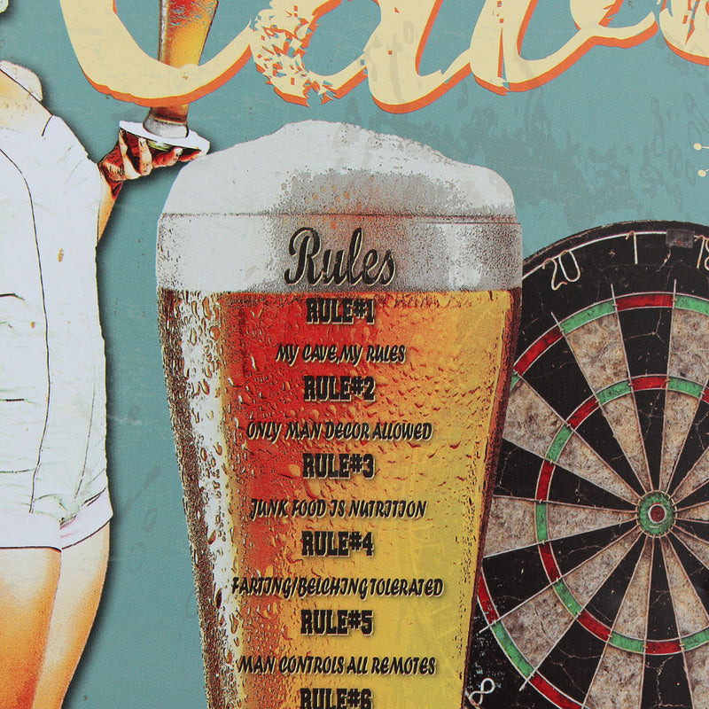 Man Cave Sheet Metal Drawing Metal Painting Tin Bar Pub Wall Tavern Poster Sign