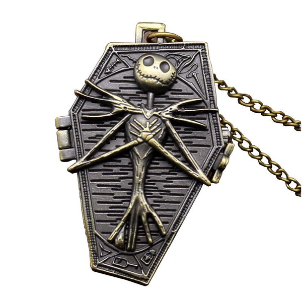 DEFFRUN Nightmare Before Christmas Quartz Pocket Watch Retro Antique Pendant Necklace Children Gift