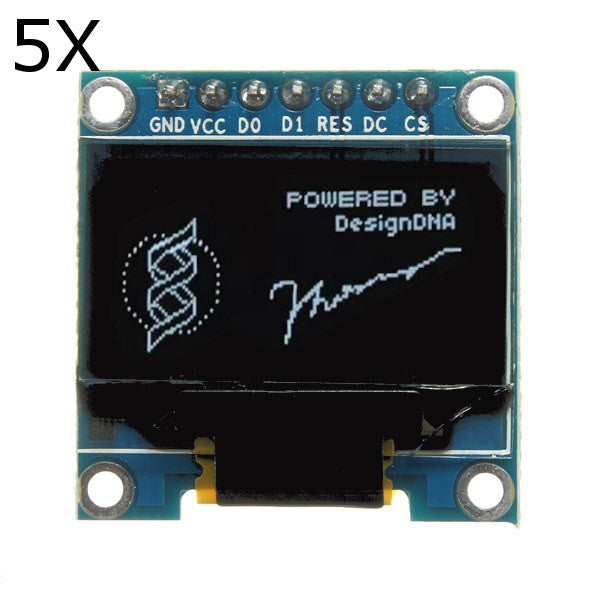 5Pcs 7 Pin 0.96 Inch IIC/SPI Serial 128x64 White OLED Display Module For