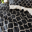 3 PCS Bedding Sets Plaid Printing Quilt Cover Pillowcase For Queen Size