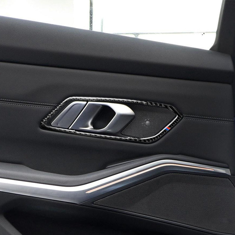 4PCS Carbon Fiber Car Door Handle Cover Trim Fit for BMW 3 Series G20 G28 3