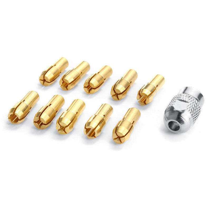 11pcs 0.5-3.2mm Shank Brass Drill Chuck Collet Bits with Nut for Rotary Tools Electric Drill Tools