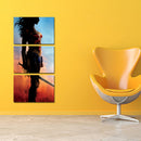 Miico Hand Painted Three Combination Decorative Paintings Wonder Woman Wall Art For Home Decoration