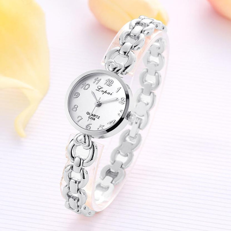 LVPAI Rhinestone Elegant Design Women Bracelet Watch Stainless Steel Quartz Watch