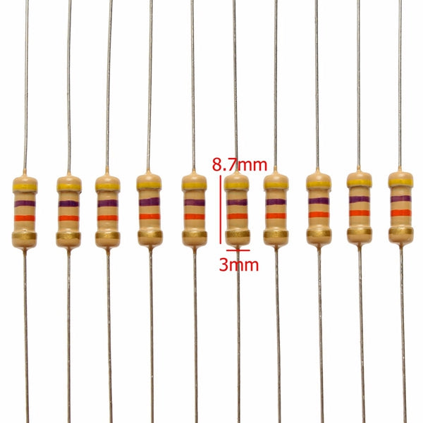 1500pcs 30 Value 1ohm-3M 1/2W Carbon Film Resistor
