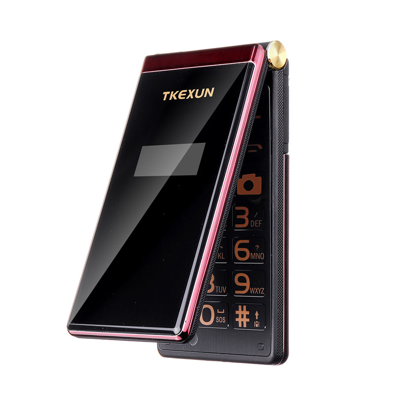 TKEXUN M2 Flip Phone 2800mAh 3.0 inch Touch Screen Blutooth FM Dual Sim Card Flip Feature Phone