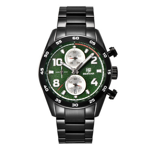 BENYAR 5126M Stainless Steel Luminous Hands Waterproof Chronograph  Business Men Watch Quartz Watch