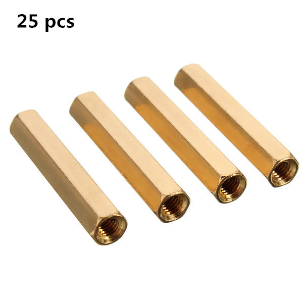 25 pcs  M3 Female Thread  Hexagon Isolation Column Brass Standoff Spacer