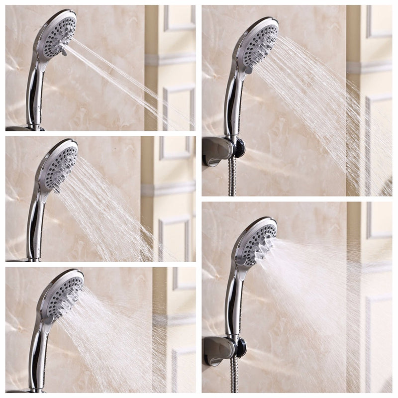 Modern Style Wall Mount Chrome Bathroom Faucet Hot Cold Mixer Tap + Shower Head