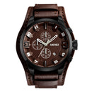 SKMEI 9165 Business Style Date Display Men Wrist Watch Leather Strap Quartz Watches
