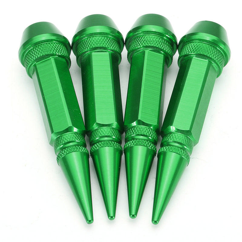 4pcs Aluminum Tire Dustproof Wheel Stem Valve Caps Car Auto Bike Spike Shape