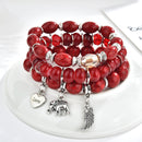Bohemian Multilayer Tassel Beaded Bracelet Ethnic Wings Elephant Heart Colorful Pendant Bracelet