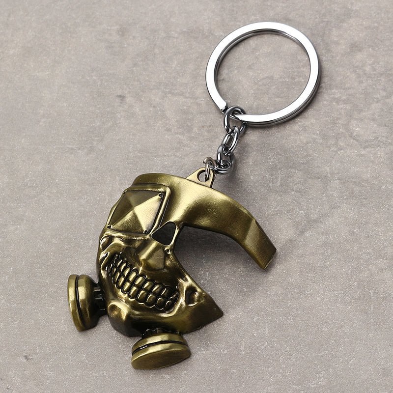 Cool Tokyo Ghoul Metal Mask Keychain Japanese Anime Pendant Key Ring Halloween