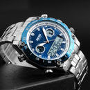 SKMEI 1204 Dual Dsplay Digital Watch Men Stainless Steel Strap Luminous Alarm Outdoor Sport Watch