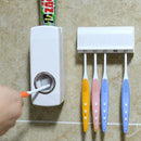 Auto Automatic Toothpaste Dispenser Squeezer +5 Toothbrush Holder Set Wall Mount Stand
