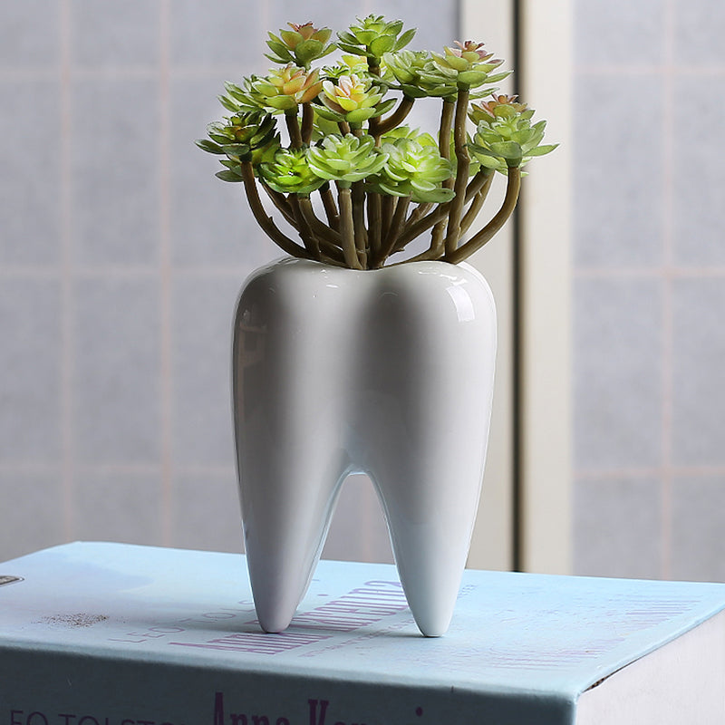 7x10cm Tooth Shape Flower Pot Succulent Plant Storage Ceramic Gardening Potted Creative Home Decor