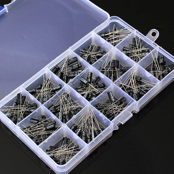 200pcs 0.1-220uF 15 Value Electrolytic Capacitor Assortment Box Kit