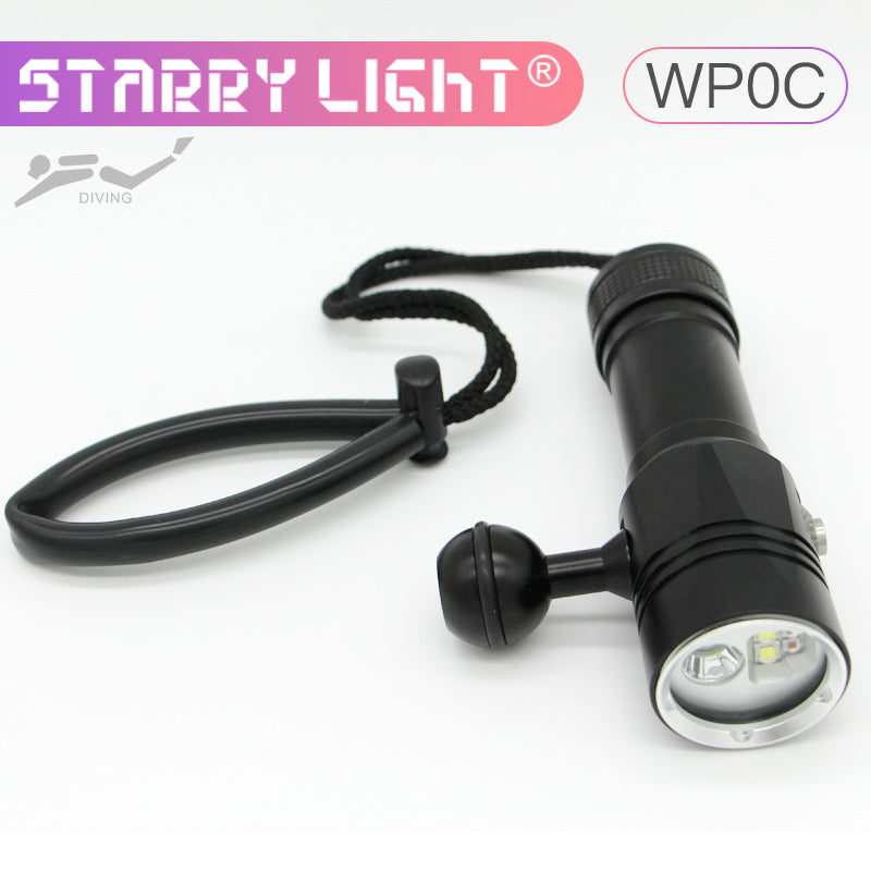 StarryLight WP0C 3 x LEDs & 2 x COBs L2 & XPEBRD-R2 900Lumens Indicator Diving Flashlight + Brack