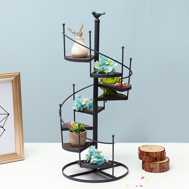 Spiral Plant Stand Iron Flower Pot Holder Shelf Rack Display Garden Decor
