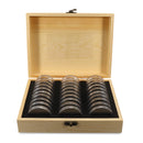 Coin Display Holder Storage Box Wooden Case With 30Pcs 51.5mm Round Slab Certified Capsules