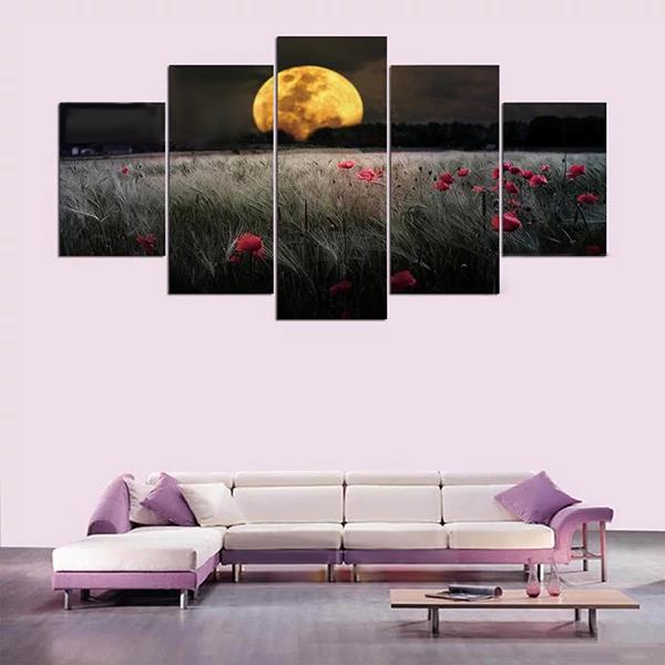 5  Cascade The Setting Sun Flowers  Canvas Wall Painting Picture Home Decoration Without Frame Inclu