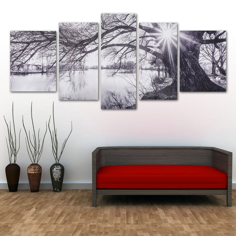 Modern Abstract Decorative Black and White Sun Paintings Pictures Canvas Wall Art Prints Unframed