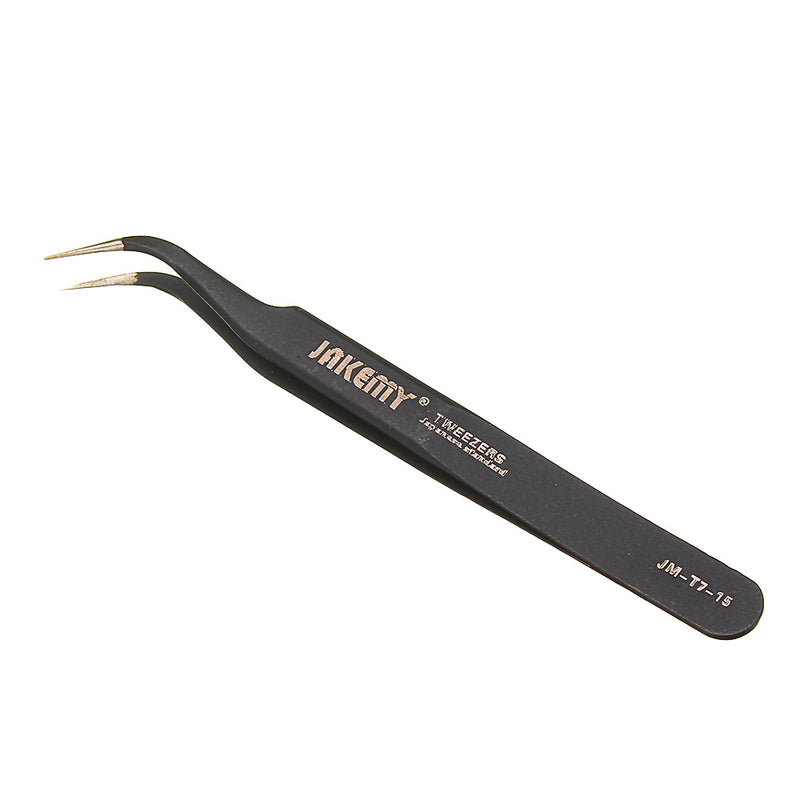 JAKEMY JM-T7-15 Stainless Steel DIY Electronic Curved End Tweezer Forceps Maintenance Tools