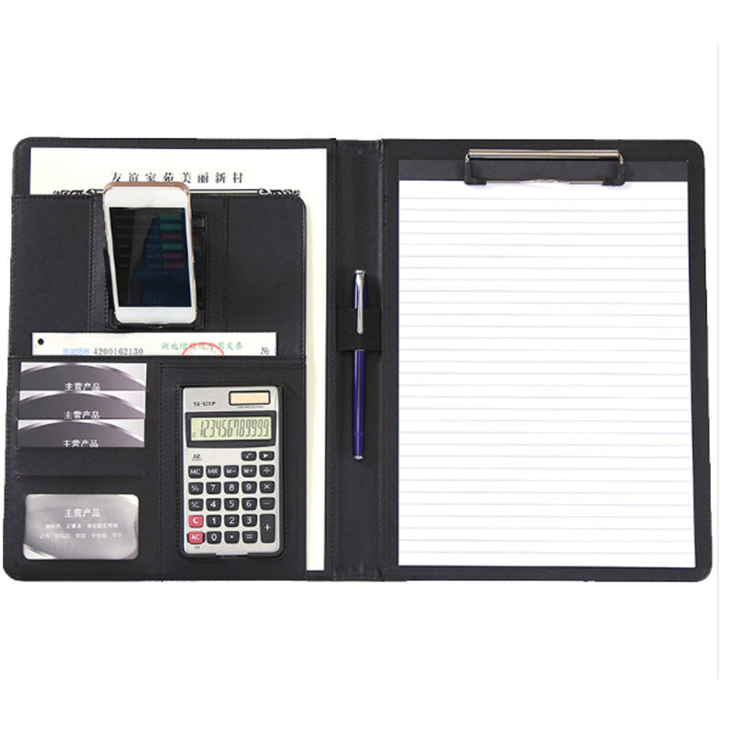 Fixed board + computer + mobile phone Holder bracket folder Multi-function a4 custom paper clip board stationery leather sales manager folder talk single business folder board