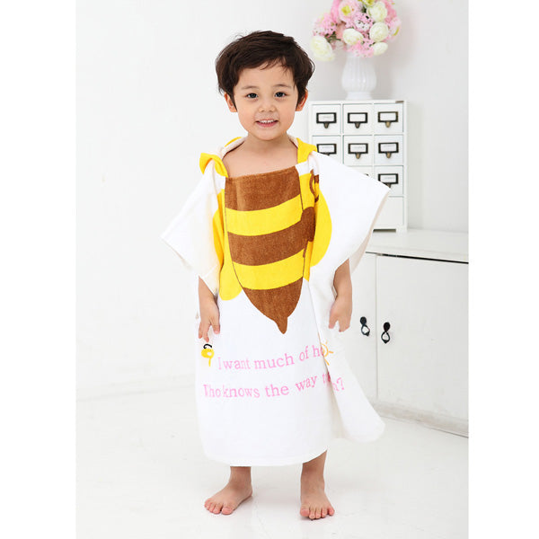 Baby Kids Cute Animal Design Cotton Hooded Bathrobe Towels Soft & Comfortable