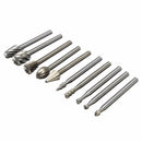 Drillpro RB2 10pcs HSS Router Bit Burr For Dremel and Rotary Engraving Wood Working Tool