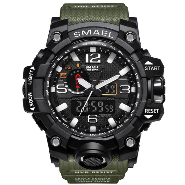 SMAEL 1545 Digital Watch Pure Color Band  Dual Display Waterproof Sport Analog Quartz Watch