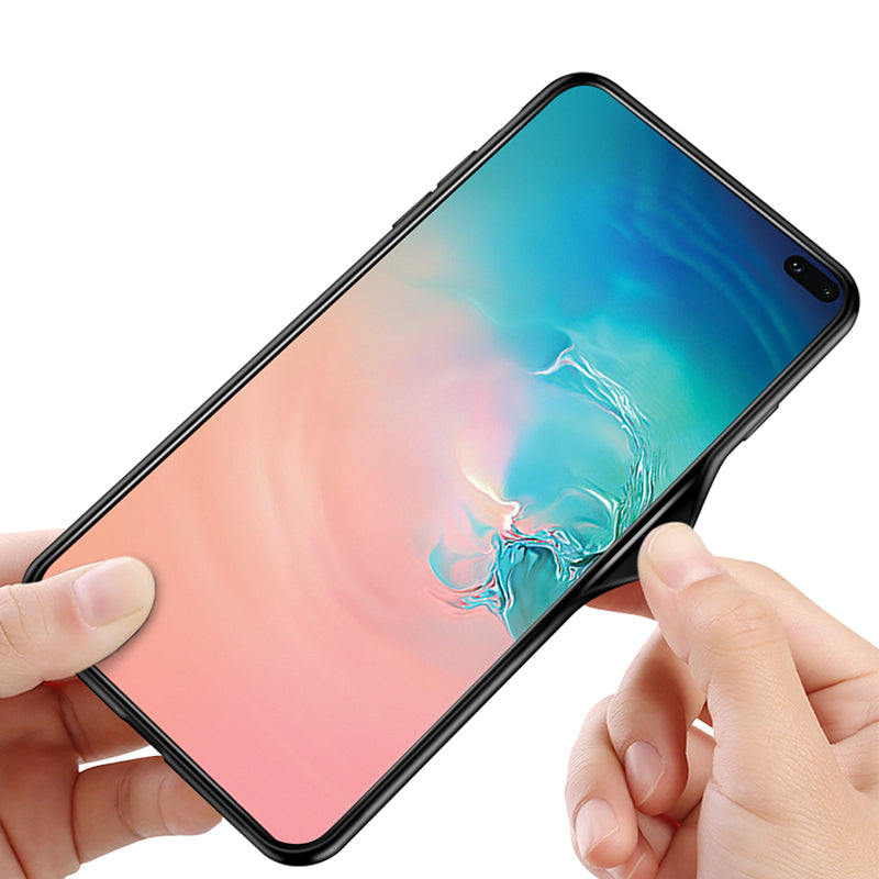 Bakeey Luxury Lycra Series Shockproof Tempered Glass Back Cover Protective Case for Samsung Galaxy S10 Plus