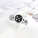 SHENGKE SK K0102 Crystal X Pattern Full Steel Strap Women Business Quartz Watch