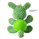 Plush Squeaky Pet Toys with Durable Chew Rubber Ball Body for Dogs Puppy Teething  Interactive Toy