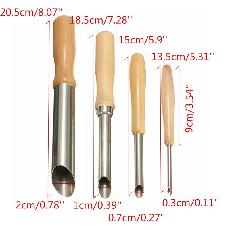 4 Pcs DIY Round Hole Carving Clay Sculpting Hand Chisel Woodworking Craft Crafts Tool