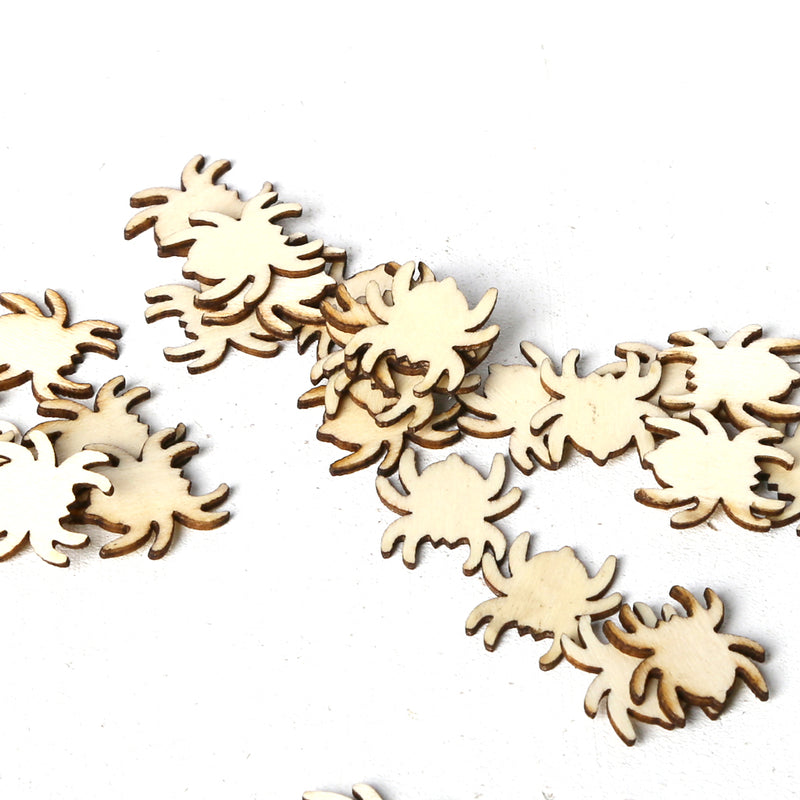 Loskii JM01543 150PCS Blank Wood Halloween Party Owl Skull Bat Pumpkin Cat Spider Halloween Decorations