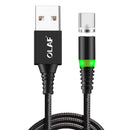 OLAF 3A Micro USB Type-C 360 Magnetic Nylon Weave Fast Charging Data Cable For Xiaomi Mi9 HUAWEI Mate 20 Pro P20 S10 S10+