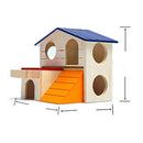 Pet Small Animal Hideout Hamster House Deluxe Two Layers Wooden Hut Play To