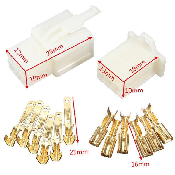 10sets 6 Way 2.8mm Connector Terminal Kit For Car Motorcycle Pin Blade Scooter ATV