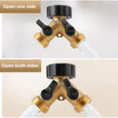All Metal Body Garden Hose Splitter Brass Twin Shut Off Valve with 3/4 Inch